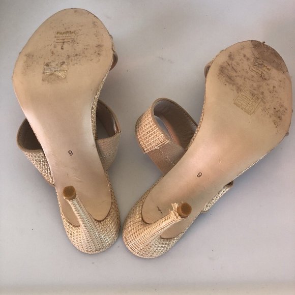 House of Harlow 1960 X REVOLVE Lane Heels Natural Straw Beige Pumps - Picture 7 of 8